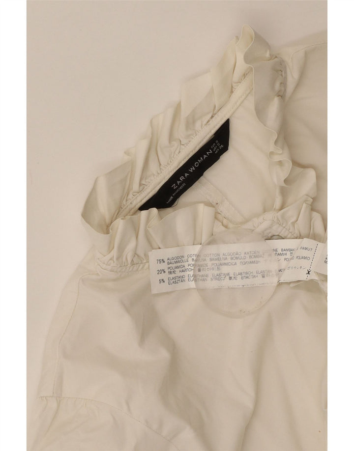 Женский пуловер с оборками спереди Zara UK 8, маленький белый хлопок