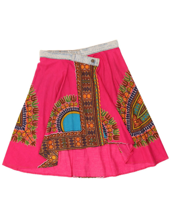 Женская асимметричная юбка с запахом Levi's W32, большая розовая хлопковая юбка с геометрическим рисунком