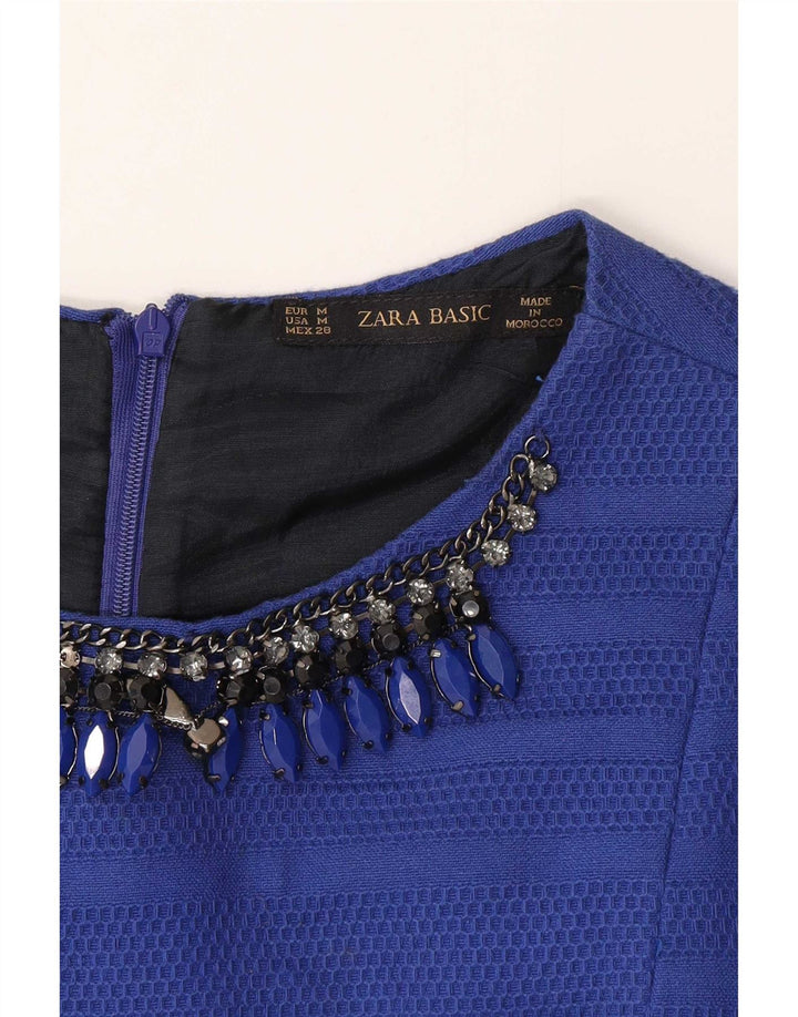 Женское платье трапециевидного силуэта Zara UK 12, средний синий в полоску