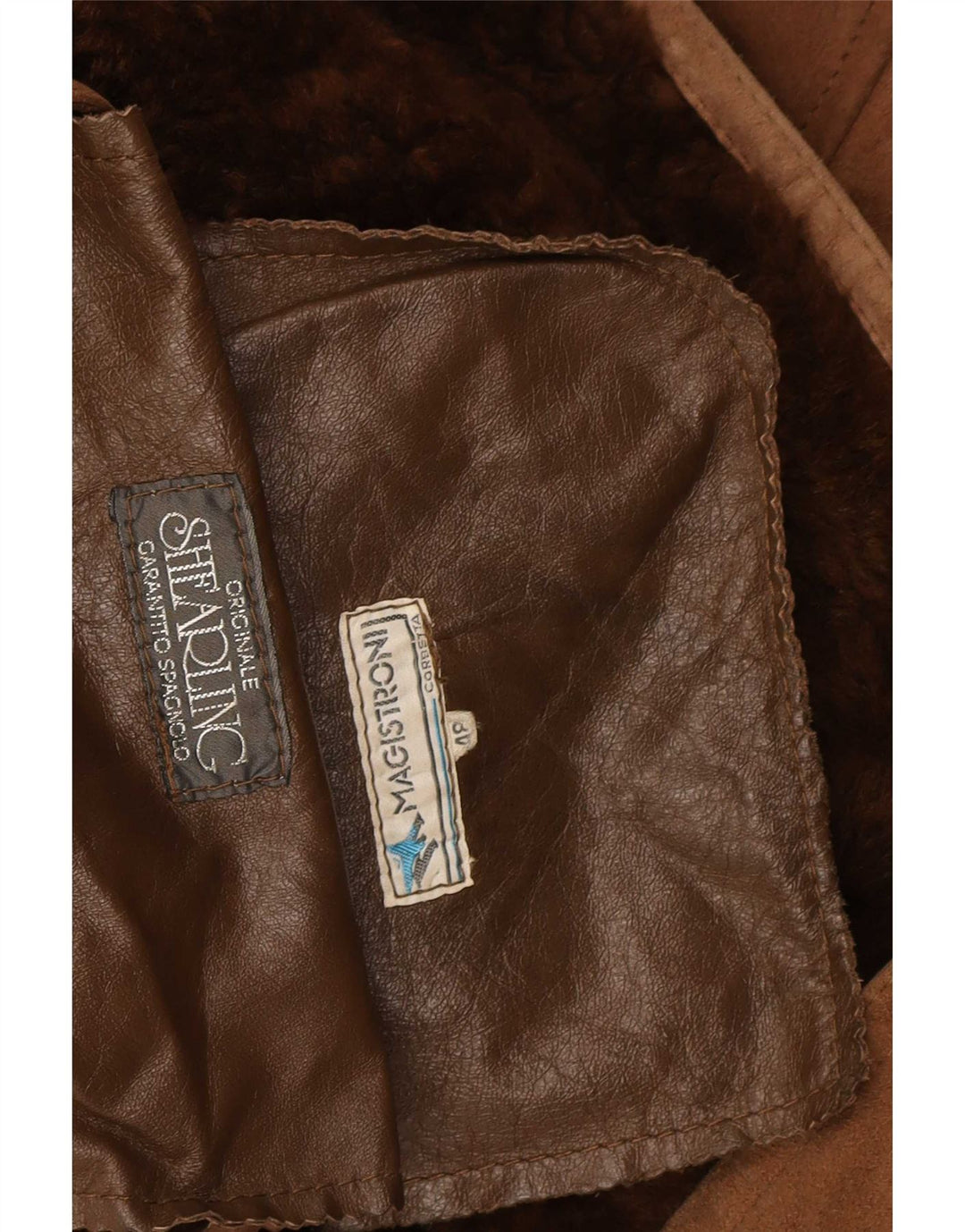 Винтажная мужская короткая дубленка IT 48 Medium Brown Shearling