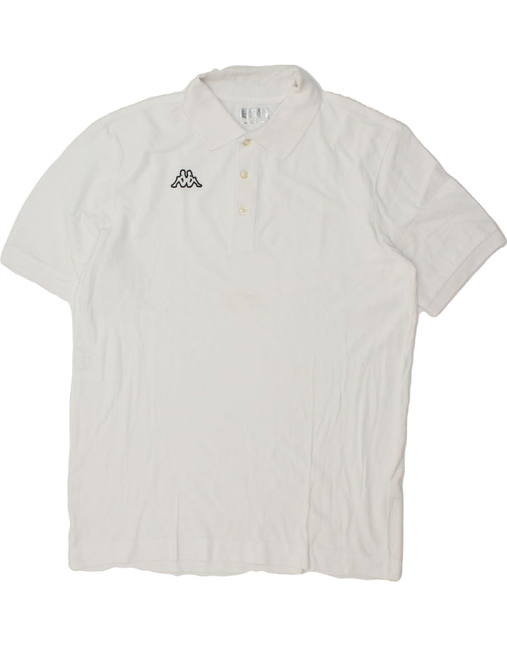 KAPPA Mens Polo Shirt Large White Cotton Vintage Kappa and Second-Hand Kappa from Messina Hembry 