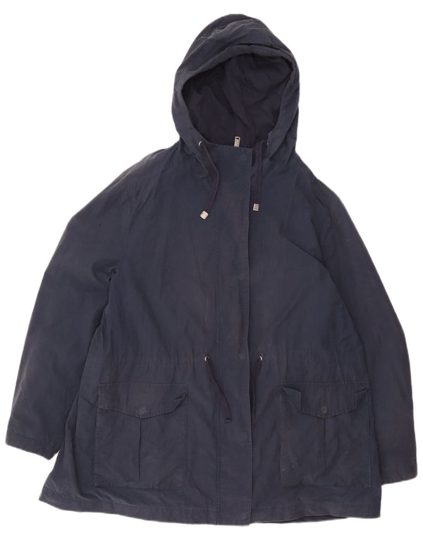 Женская парка Marks & Spencer с капюшоном UK 24 4XL Темно-синий хлопок