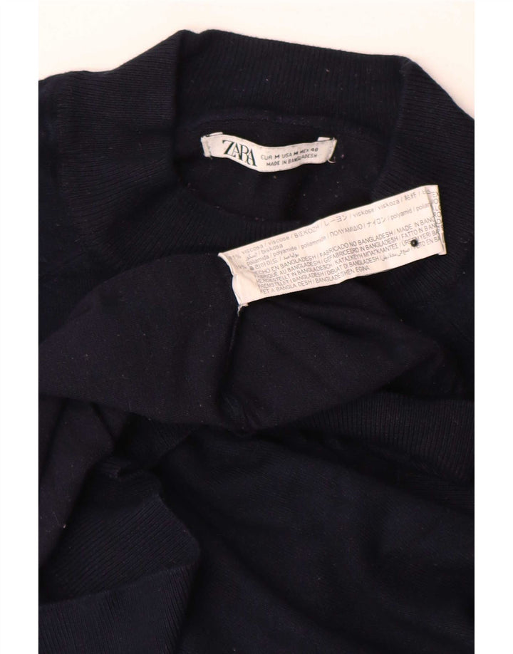 Мужской джемпер с круглым вырезом Zara, средний темно-синий из вискозы