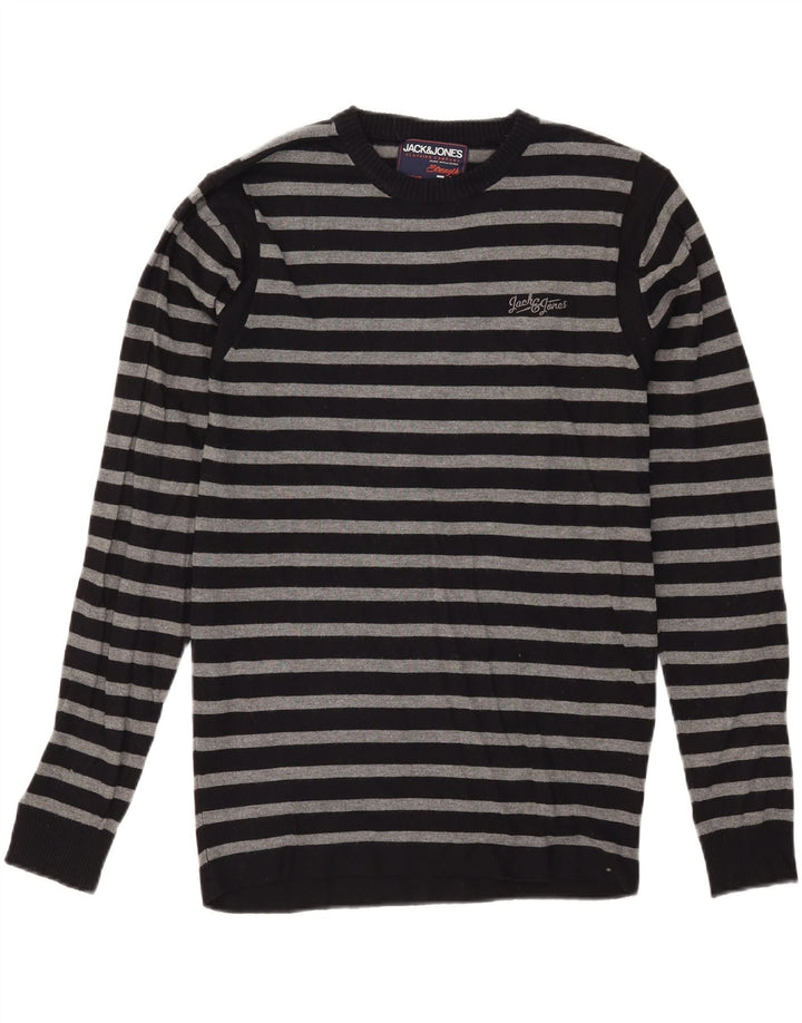 Мужской джемпер с круглым вырезом JACK & JONES, большой черный в полоску