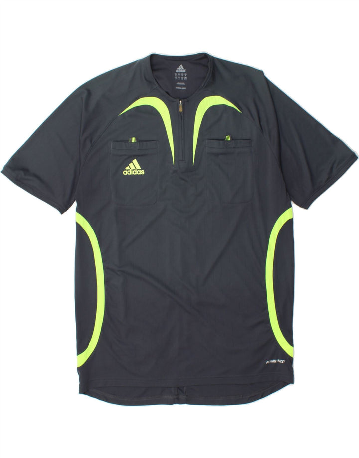 ADIDAS Mens T-Shirt Top XL Grey Colourblock Polyester Vintage Adidas and Second-Hand Adidas from Messina Hembry 