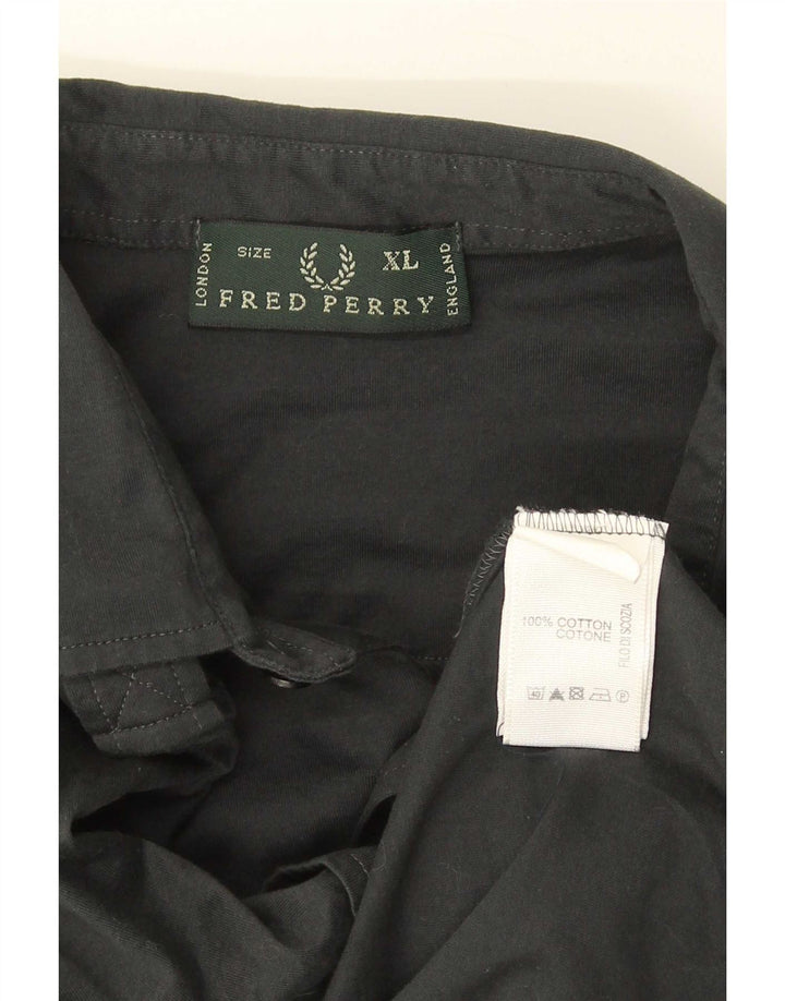 Мужская рубашка в стиле милитари с коротким рукавом Fred Perry, XL, серая, хлопок