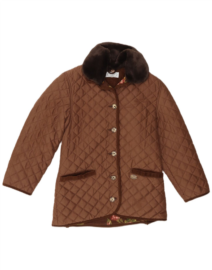 Винтажная женская стеганая куртка IT 42 Средне-коричневый полиэстер