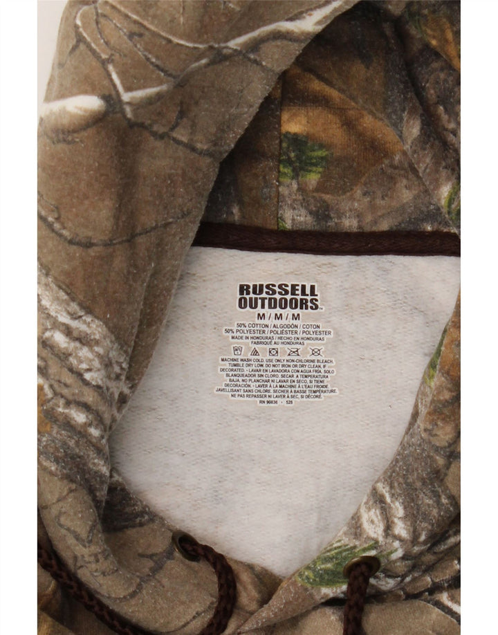 Мужской джемпер с капюшоном Russell Athletic, камуфляжный хлопковый цвет среднего цвета хаки