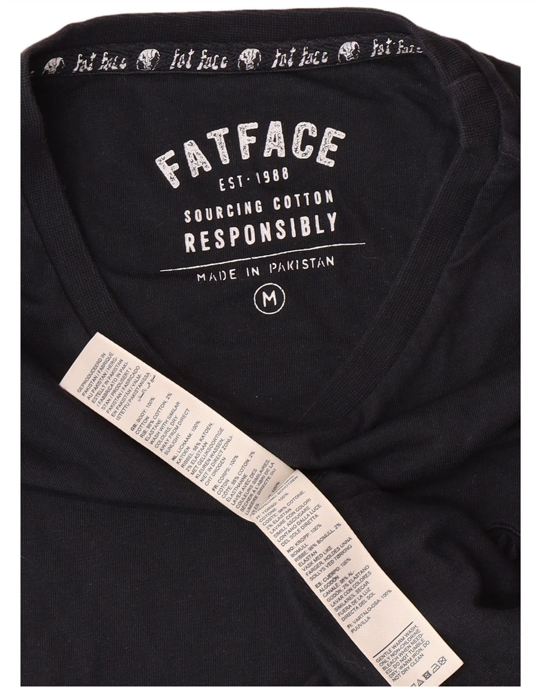 Мужская футболка FAT FACE Top среднего размера, темно-синяя, хлопковая