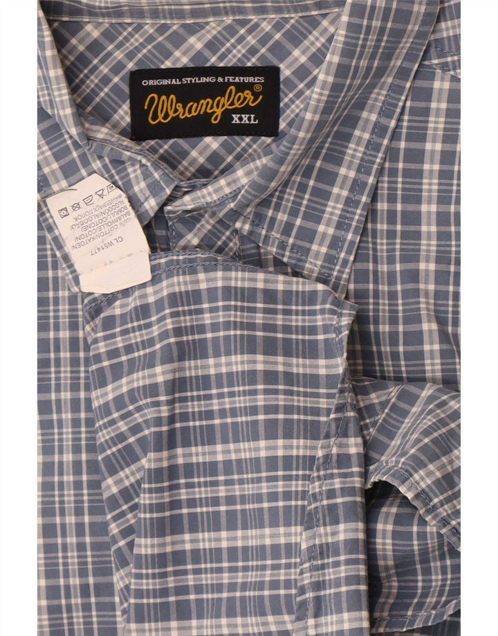 Мужская рубашка Wrangler 2XL, синяя клетка, хлопок