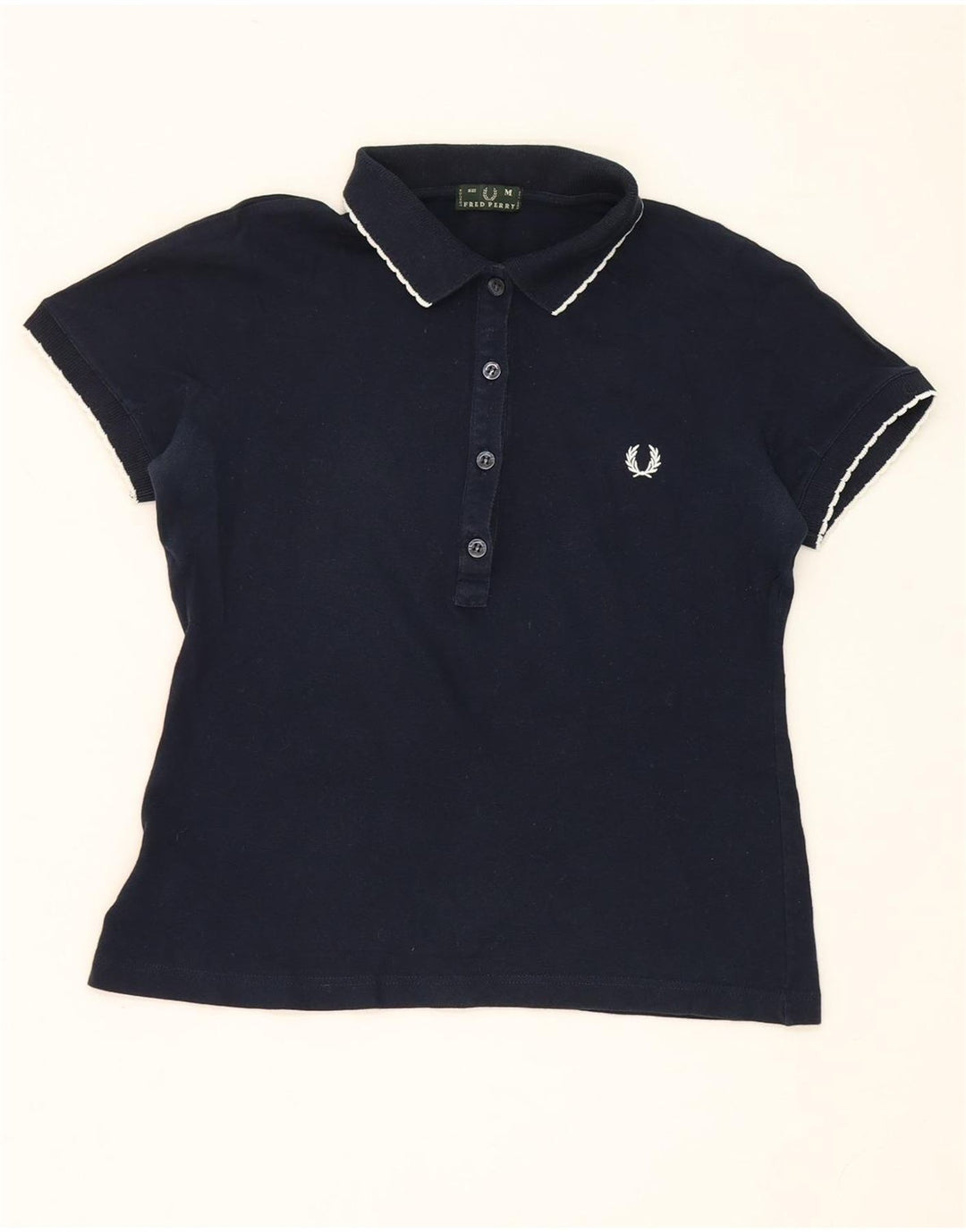 Женская рубашка-поло Fred Perry UK 12, средний темно-синий хлопок