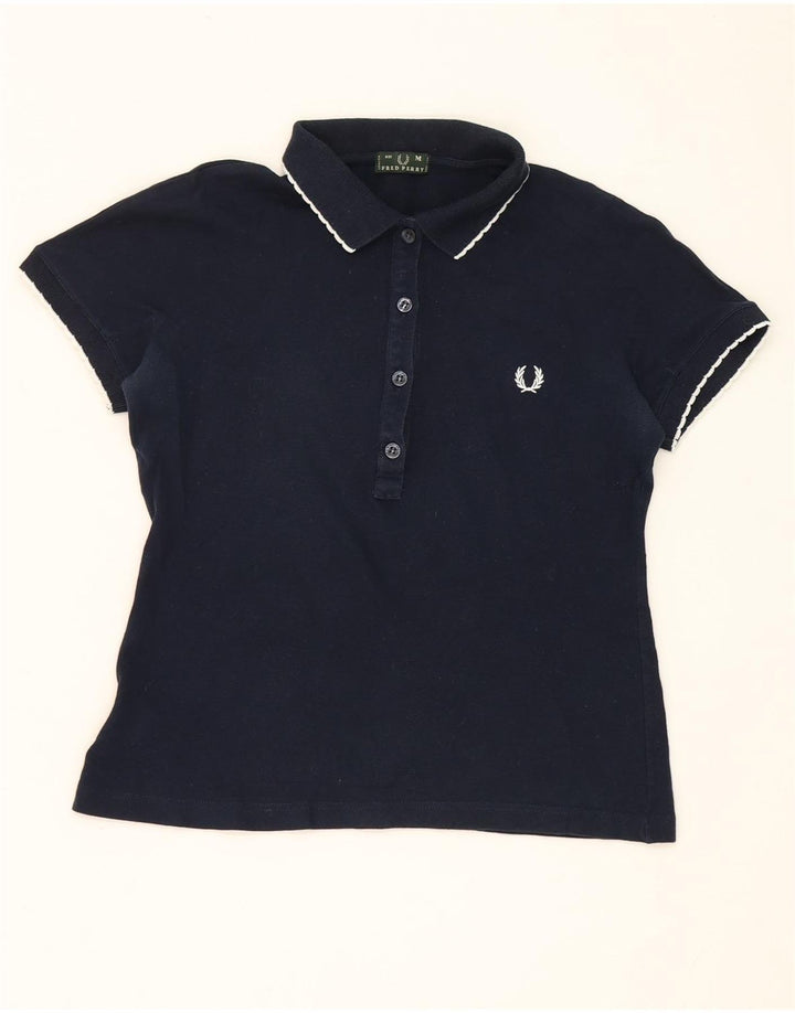 Женская рубашка-поло Fred Perry UK 12, средний темно-синий хлопок