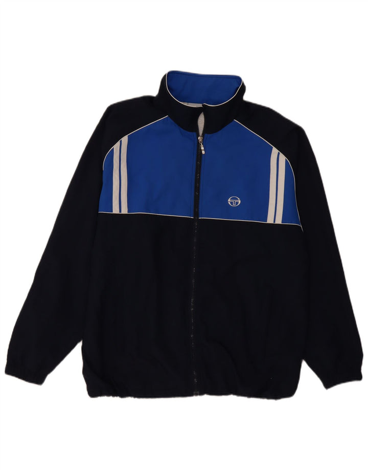 Мужская спортивная куртка Sergio Tacchini, большая темно-синяя, с цветными блоками