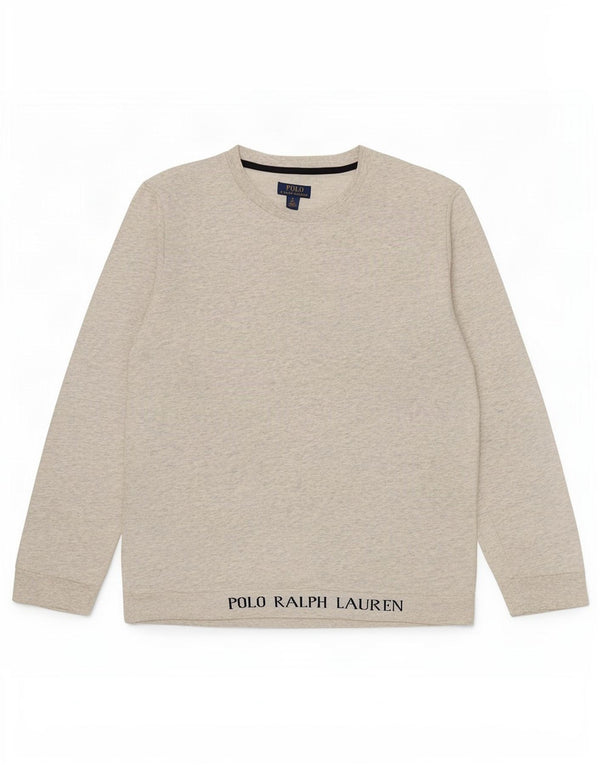 Мужской свитшот с рисунком Polo Ralph Lauren, большой серый хлопковый джемпер в крапинку