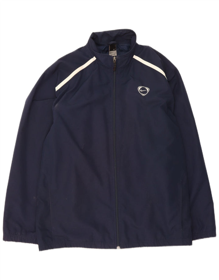 NIKE Mens Windbreaker Jacket UK 44/46 XL Navy Blue Polyester
