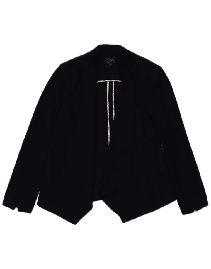 Женский открытый пиджак MARKS & SPENCER UK 12, средний темно-синий, полиэстер