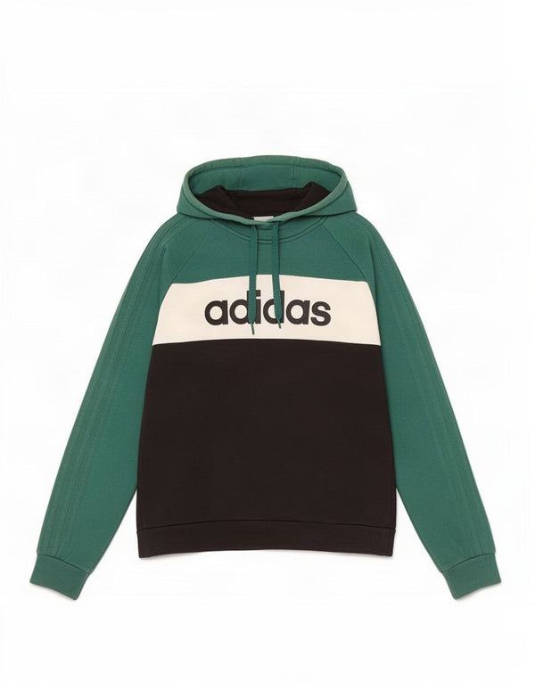 Мужской джемпер с капюшоном Adidas с рисунком, средний зеленый, хлопок с цветными блоками