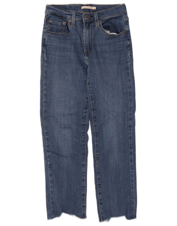 Женские прямые укороченные джинсы Levi's 724 с высокой посадкой W28 L25, синие, хлопок