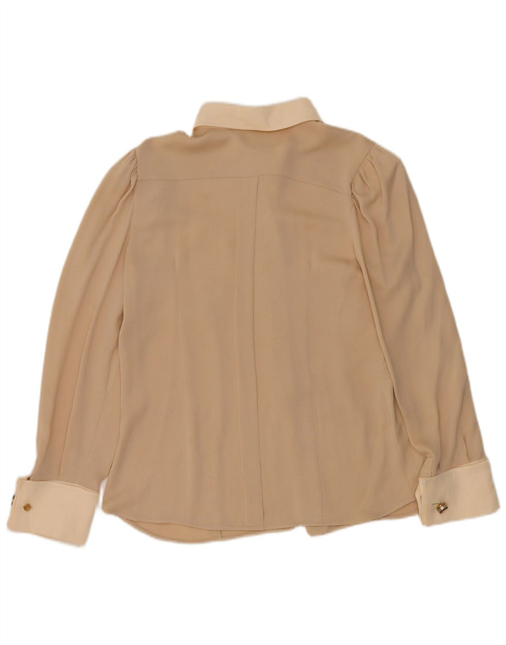 Женская блузка-рубашка Max Mara UK 10, маленькая, бежевая, цветной блок