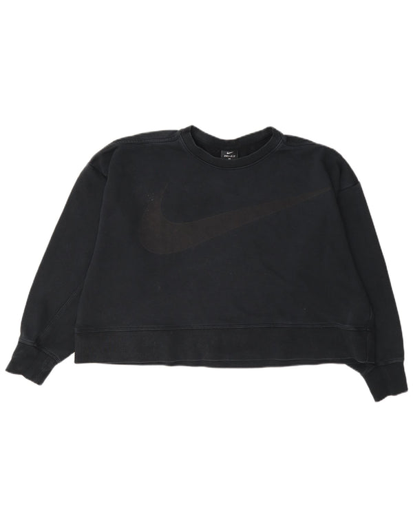 Женский укороченный свитшот с рисунком Nike Dri Fit UK 16, большой темно-синий