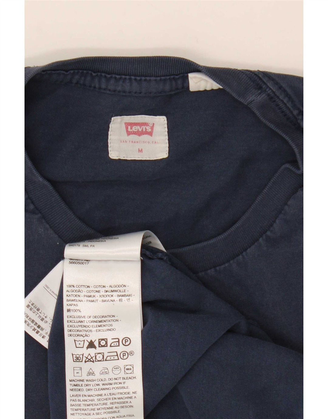Мужская футболка Levi's Top среднего размера, темно-синяя, хлопковая