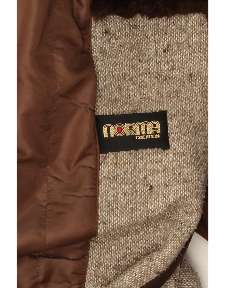 Norma Женское пальто оверсайз UK 10, маленькое бежевое полиакриловое с цветными блоками