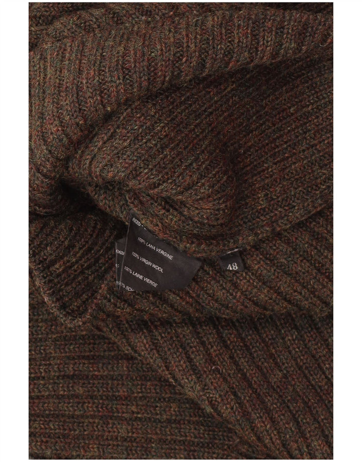 Женский свитер PRADA с воротником на молнии IT 48 XL Коричневый из натуральной шерсти