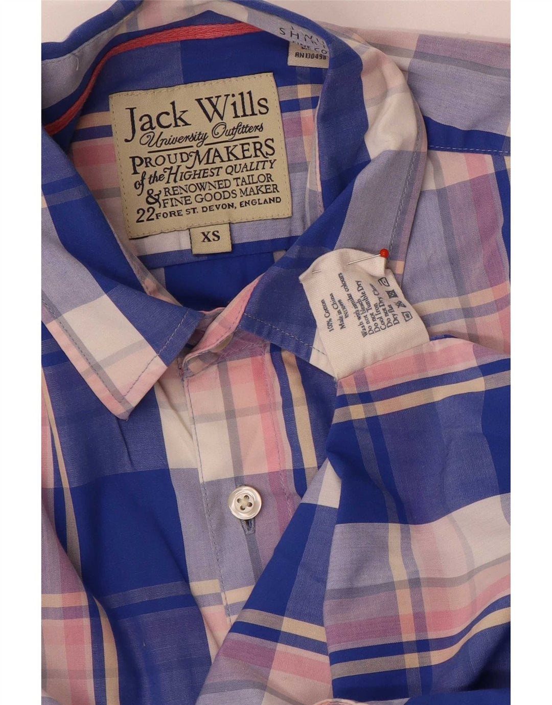 Мужская рубашка Jack Wills XS в синюю клетку из хлопка