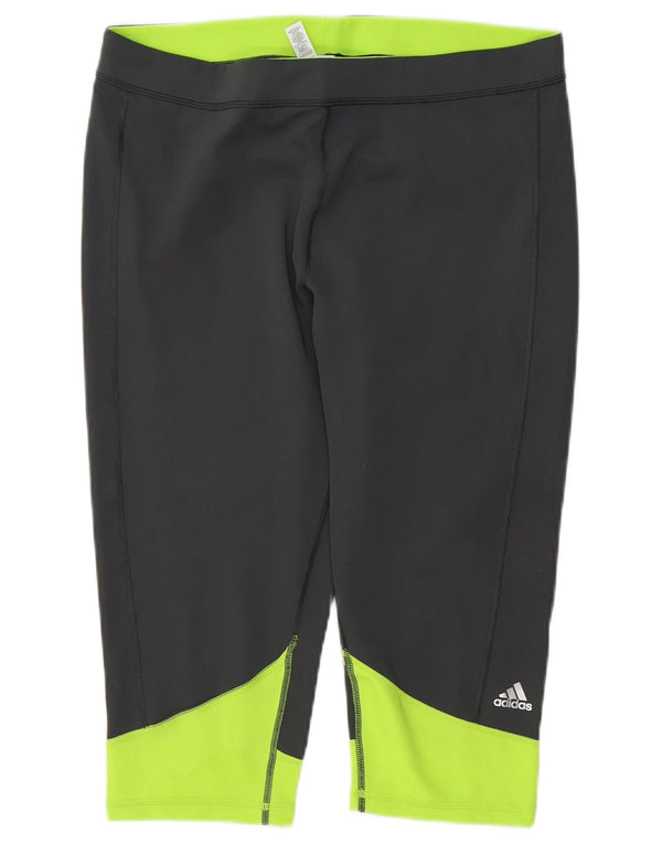 Женские леггинсы-капри ADIDAS Climalite UK 20/22 XL, серые с цветными блоками