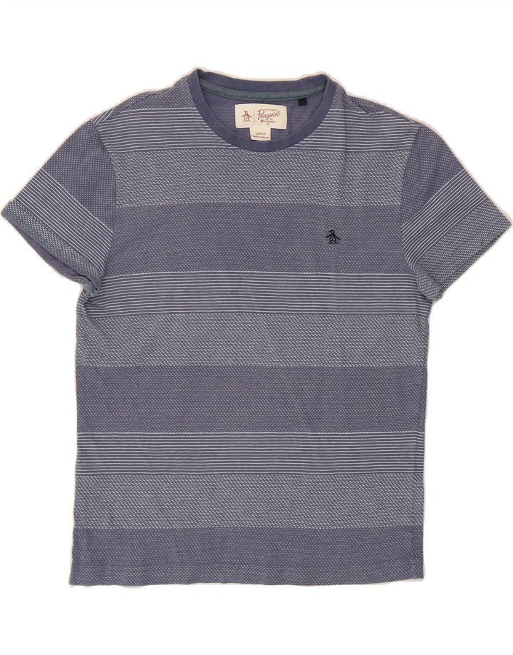 PENGUIN Mens T-Shirt Top Small Blue Striped Vintage Penguin and Second-Hand Penguin from Messina Hembry 