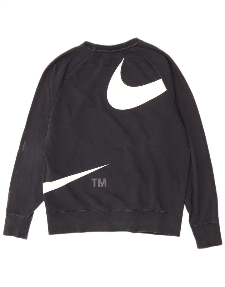 Мужской свитшот с рисунком Nike Swoosh, хлопковый джемпер среднего размера, черный