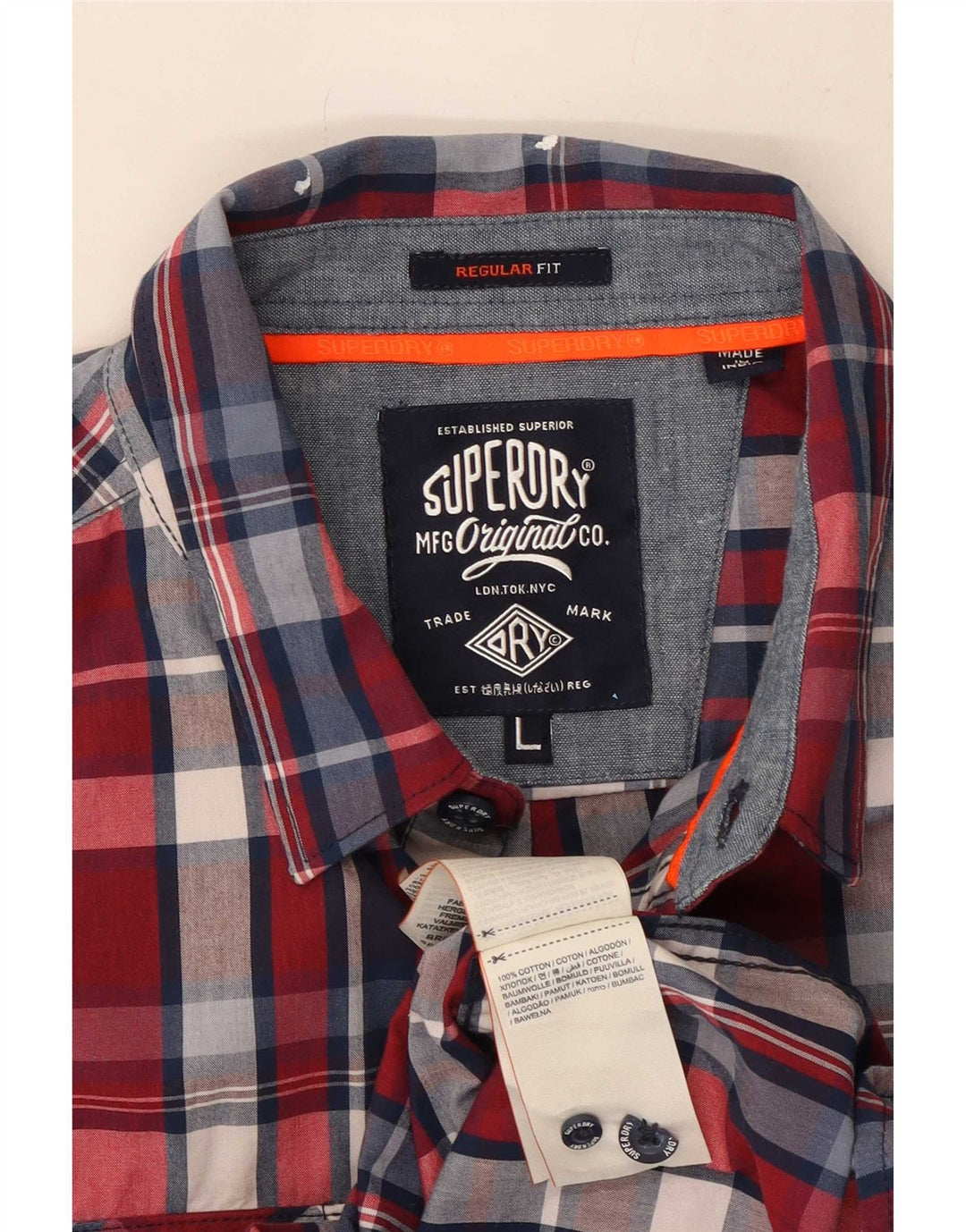 Мужская рубашка обычного кроя Superdry, хлопковая рубашка в красную клетку большого размера