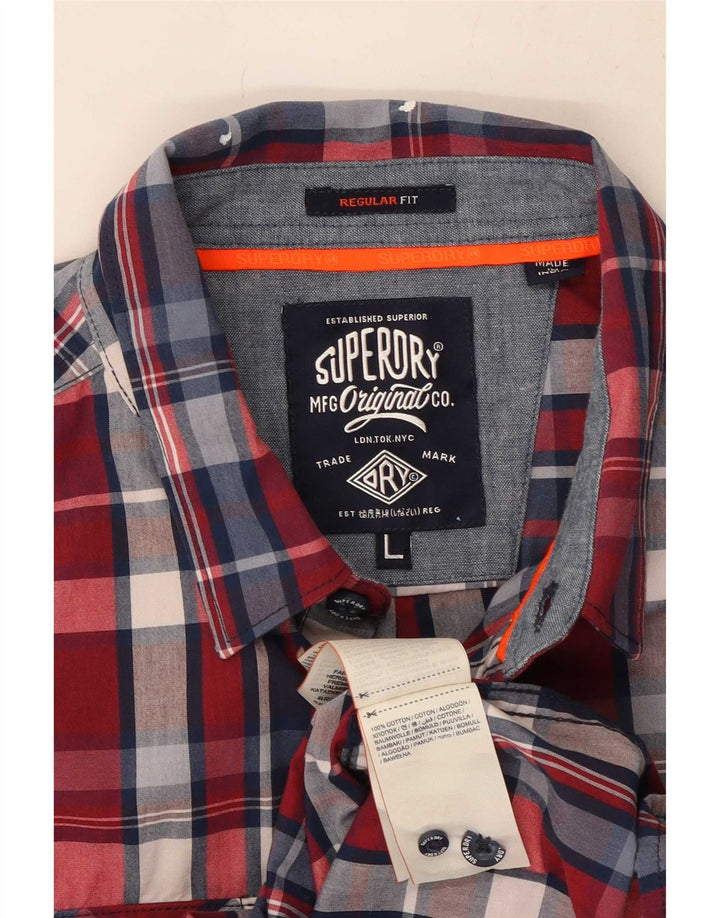 Мужская рубашка обычного кроя Superdry, хлопковая рубашка в красную клетку большого размера