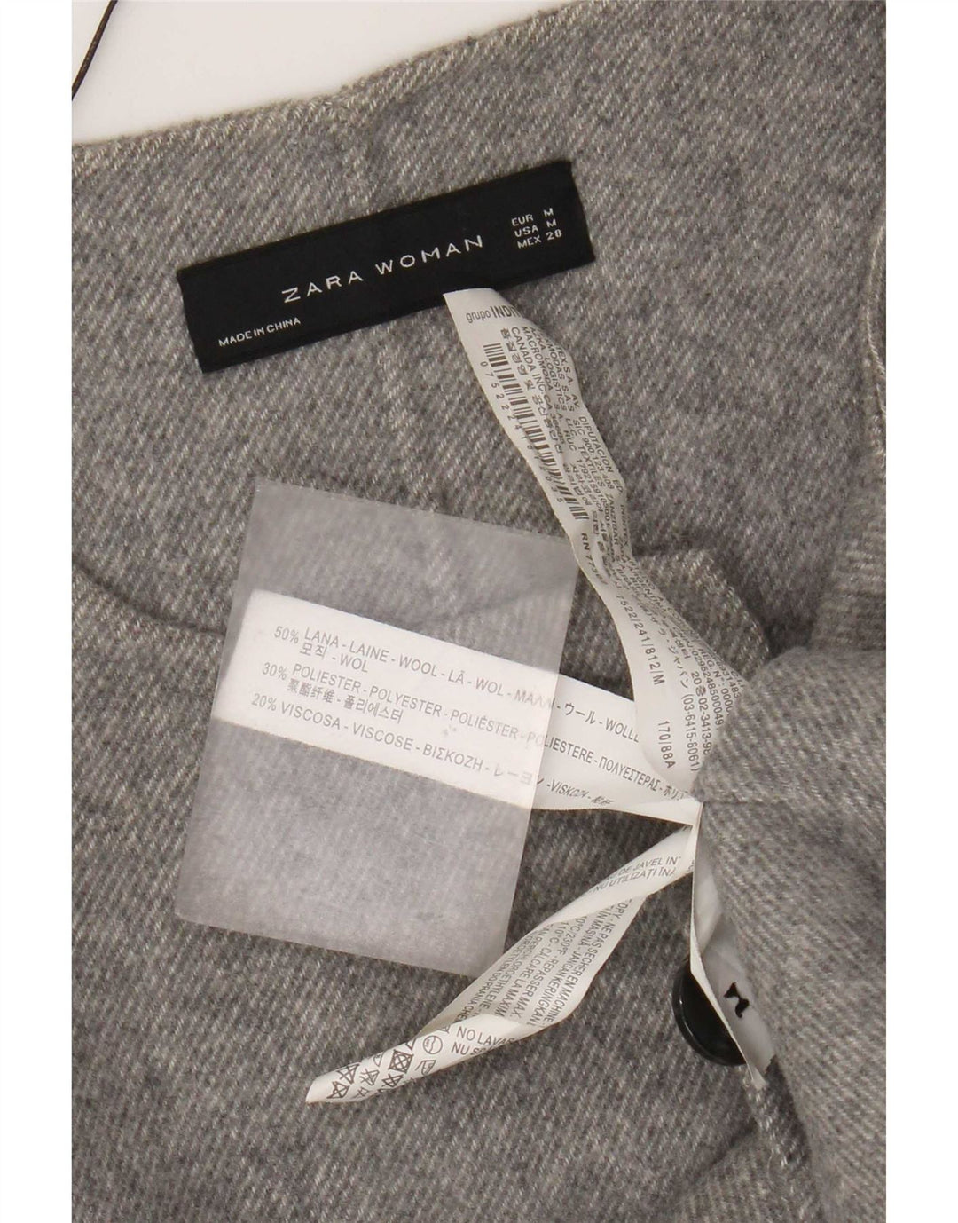 Женское двубортное пальто Zara UK 14, шерсть среднего серого цвета