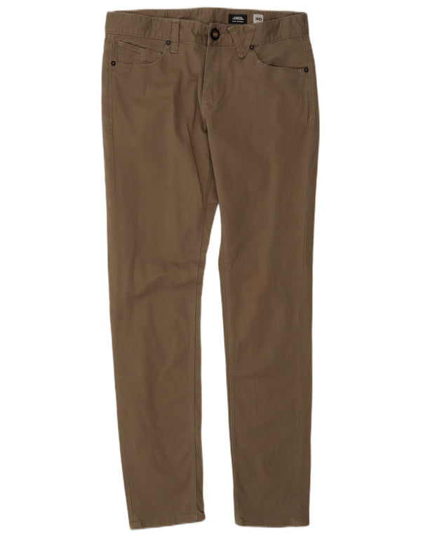 Volcom Мужские зауженные брюки-чиносы Vorta W30 L32 Хаки Хлопок