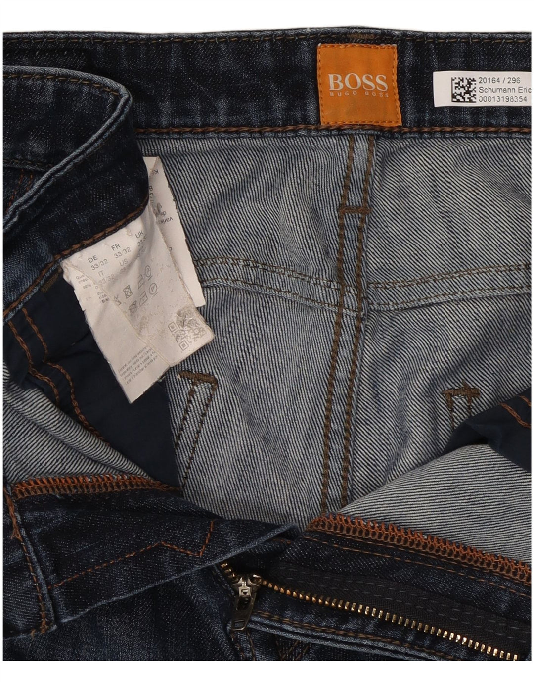 Мужские прямые джинсы Hugo Boss W33 L32 темно-синие, хлопок
