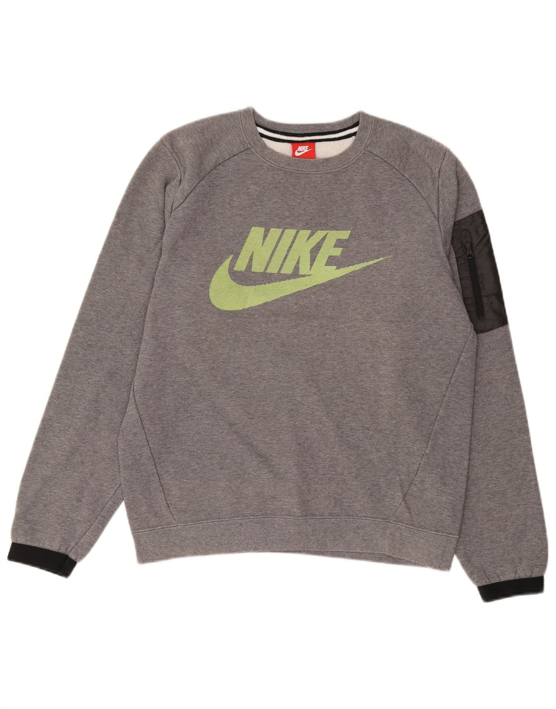 Мужской свитшот с графическим рисунком NIKE, маленький серый хлопковый джемпер с цветными блоками