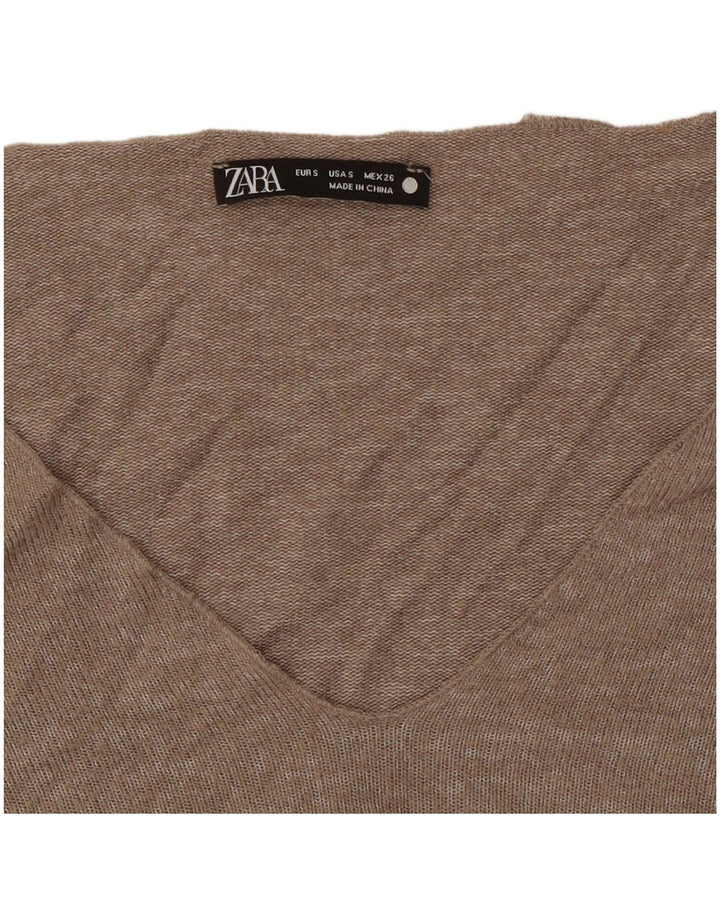 Женский джемпер с v-образным вырезом ZARA UK 10, маленький серый цвет