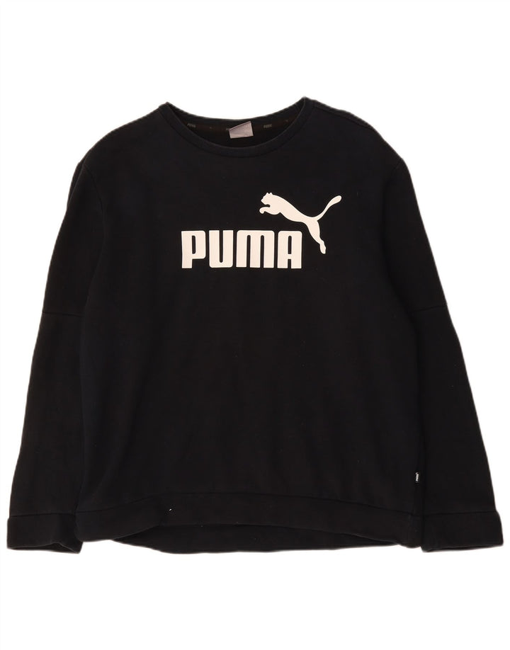 Мужской свитшот с рисунком Puma, большой черный хлопковый джемпер