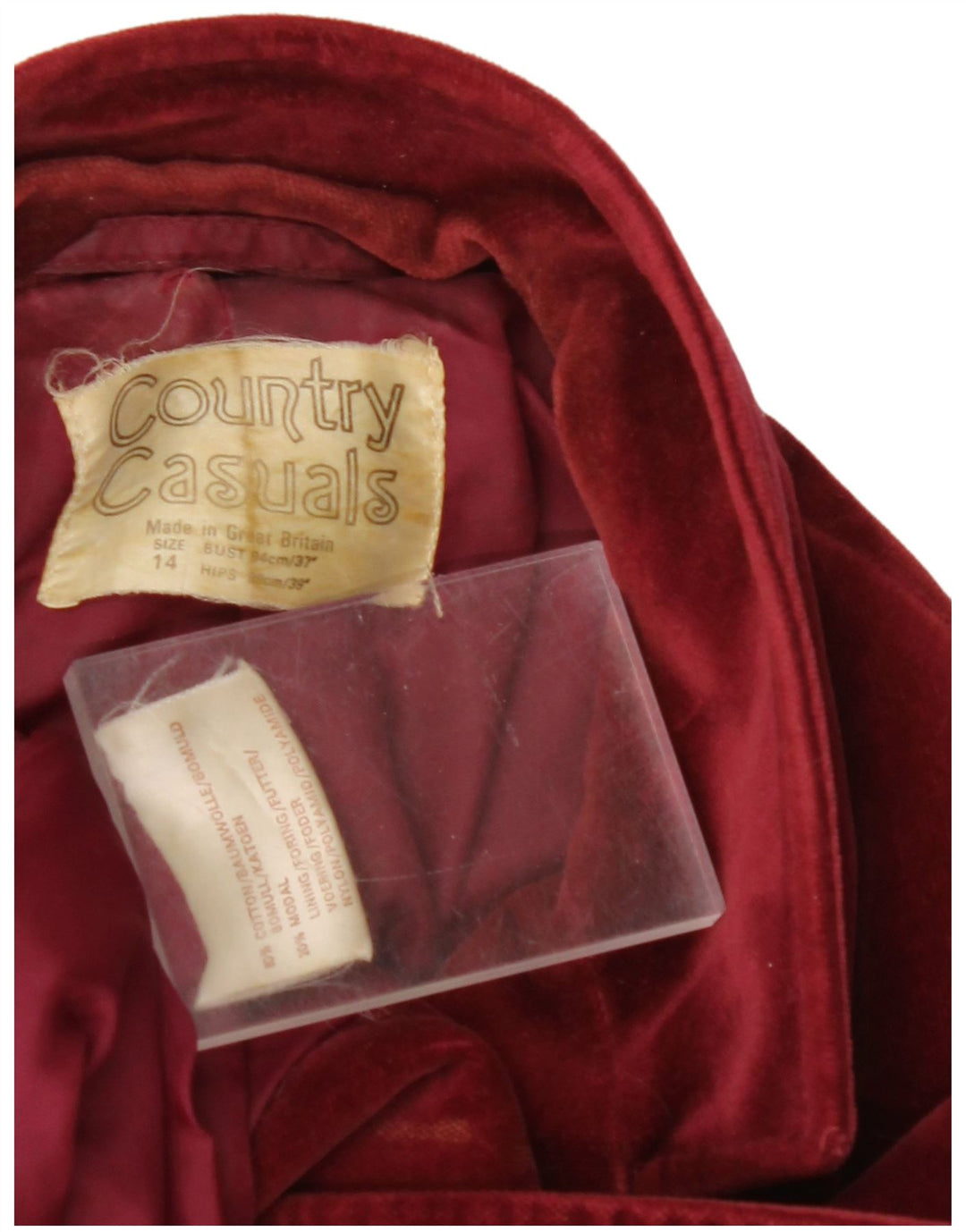 Женский бархатный пиджак на двух пуговицах COUNTRY CASUALS UK 14, большой бордовый цвет