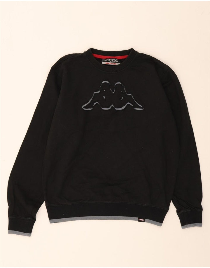 KAPPA Womens Oversized Graphic Sweatshirt Jumper UK 14 Medium Black Cotton Vintage Kappa and Second-Hand Kappa from Messina Hembry 