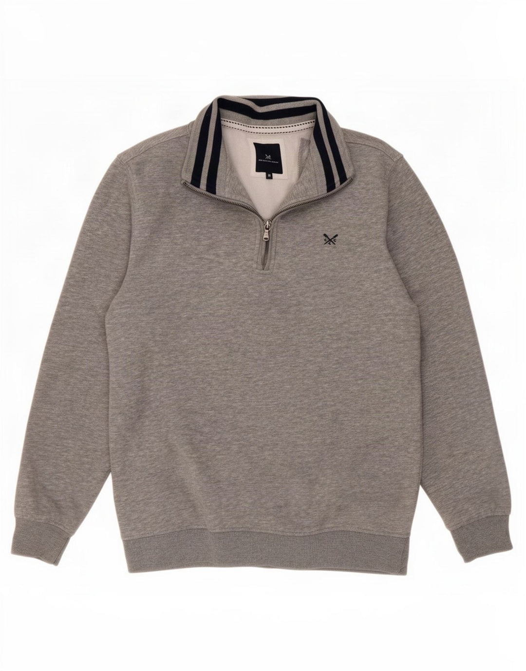 Crew Clothing Мужской свитшот с воротником на молнии, джемпер среднего серого цвета с крапинками, хлопок