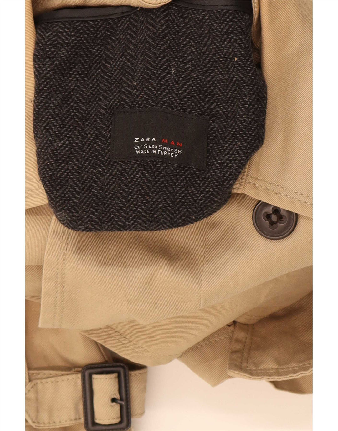 Мужской тренч Zara UK 36, маленький, бежевый, полиэстер