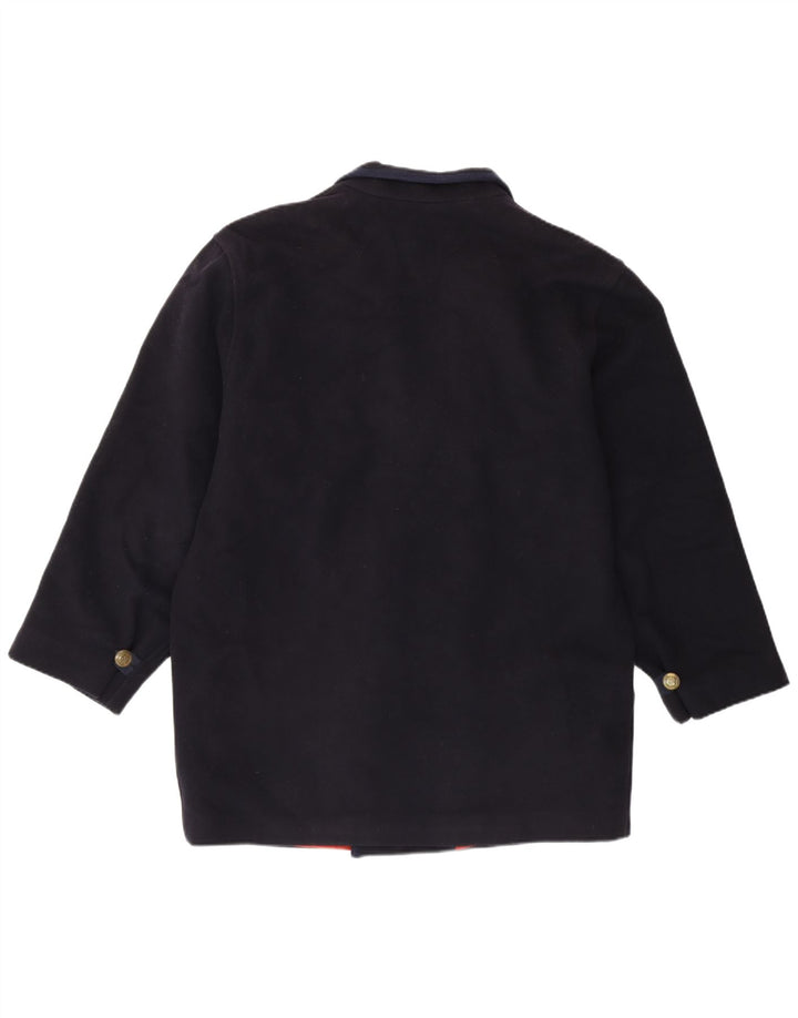 Винтажное мужское двубортное пальто стандартного кроя IT 46, маленькое темно-синее шерстяное пальто