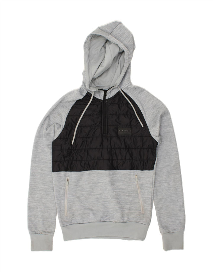 MCKENZIE Mens Hoodie Jumper Small Grey Colourblock Polyester | Vintage Mckenzie | Thrift | Second-Hand Mckenzie | Used Clothing | Messina Hembry 