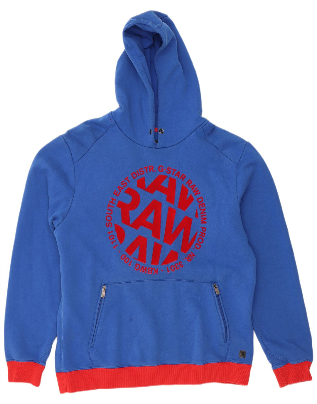 Мужской джемпер с капюшоном G-STAR с рисунком, 2XL, синий, хлопок с цветными блоками