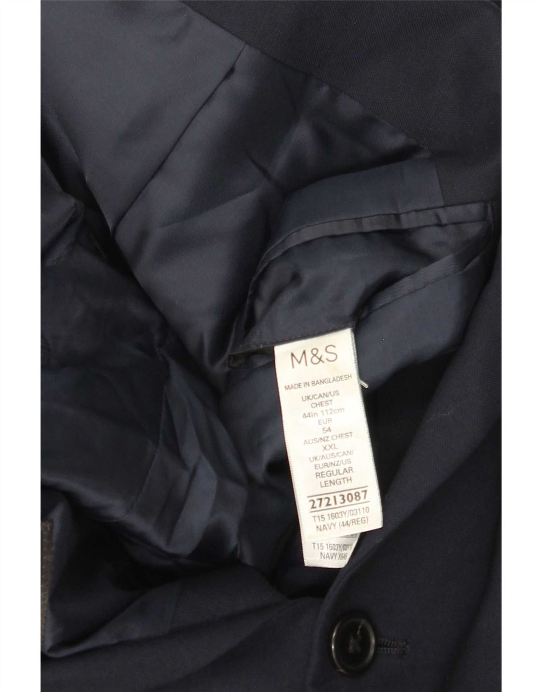 Мужской пиджак Marks & Spencer с 2 пуговицами UK 44 XL Темно-синий полиэстер