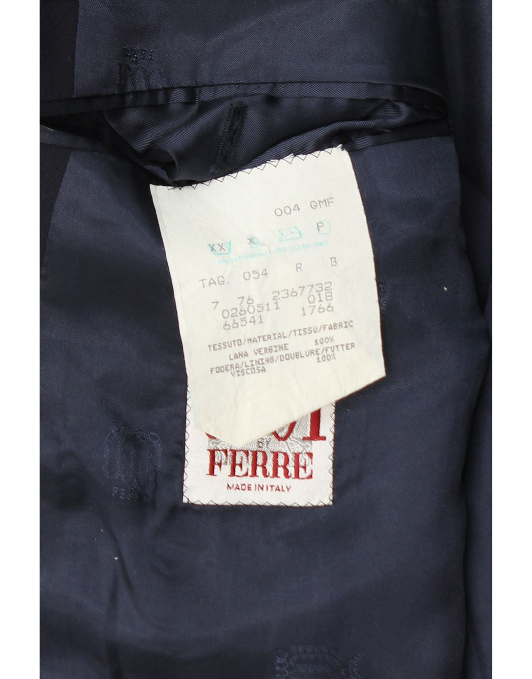 Мужской пиджак Ferre с 2 пуговицами IT 54 2XL Темно-синий из натуральной шерсти