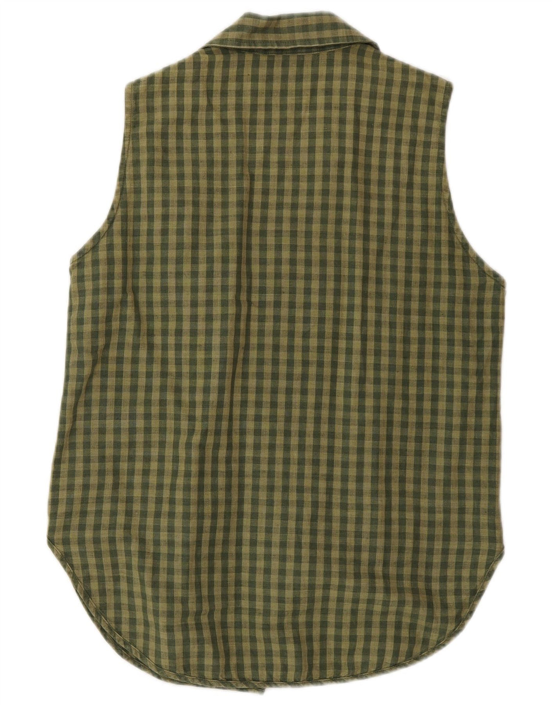 Женская блузка-рубашка без рукавов Timberland, США 6, средний цвет хаки, льняная клетка