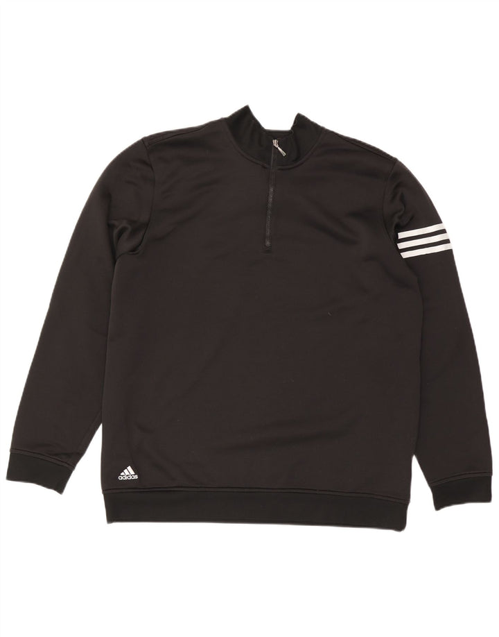 Мужской свитшот с воротником на молнии ADIDAS Climalite, большой черный полиэстер